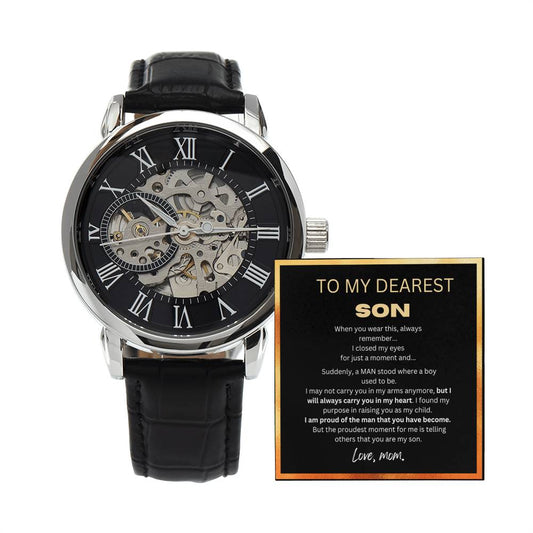 To My Dearest Son, From Mom  Timepiece With Mahogany Box